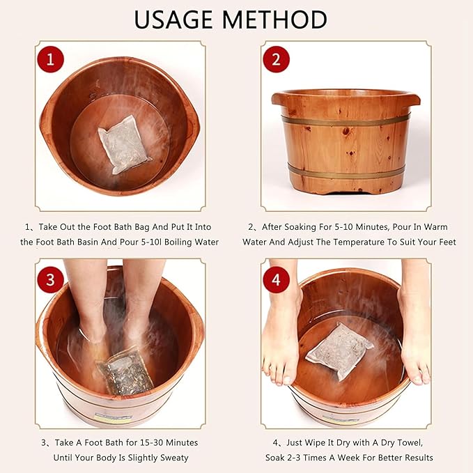 30 Bags Herbal Foot Soak,Foot Bath Herb,Foot Spa Bath Soak Foot Detox Soak to Remove Toxins,Relieve Fatigue & Dispel Cold and Remove Dampness 艾草排湿排寒泡脚包 900g(30 bags*30g) (Green A, 30.5x40.5CM)