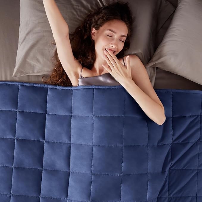 Weighted Blanket Twin Size (48"x72" 10lbs),Ultra Soft and Cozy Cooling Weighted Blanket for Adult,Heavy Blanket with Machine Washable Soft Blanket, Blue