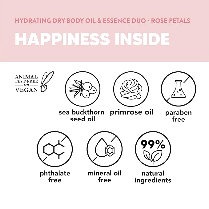 Onyx Professional Hydrating Dry Body Oil, Rose Petals, 3.7 fl oz, 2pk