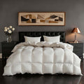 Goose Down Fiber Comforter Queen Size, 100% Cotton Luxurious Hotel Duvet Insert for All Season, Fluffy and Cozy with 8 Corner Tabs Medium Warmth 90 x 90 Inch White