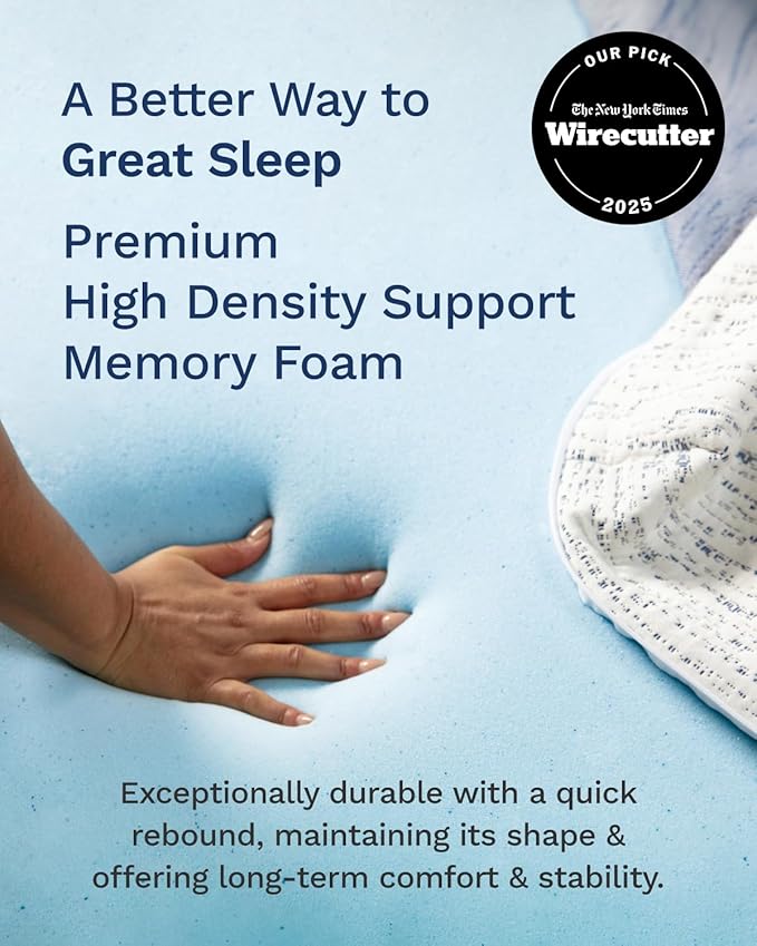 ViscoSoft 3 Inch Memory Foam Mattress Topper Full - Select High Density Ventilated Mattress Pad - Premium Removable Rayon Cover