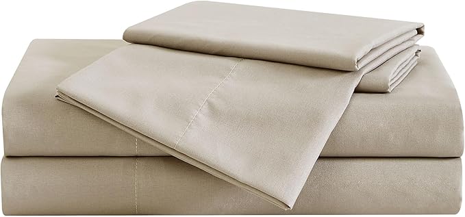 London Fog Garment Wash Solid Khaki King 6 Piece Sheet Set
