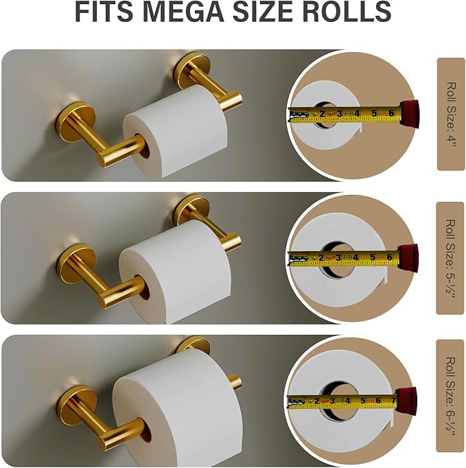 Dark Gold Toilet Paper Holder, Double Post Pivoting Bathroom Roll Tissue Holder Wall Mount Matte Finish