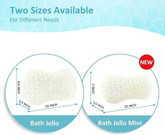 Sunlit Bath Jello Gel Bath Pillows, Lumbar Pillow for Bathtub, Back Support Pillow, Gel Pillow with Non-Slip Suction Cups for Lumbar, Back Rest Support, Fits Curved or Straight Back Tubs, White