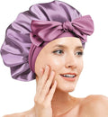 Silk Bonnet for Sleeping Women, Adjustable Soft Satin Lined Bonnet with Tie Band, Double Layer Sleep Night Cap