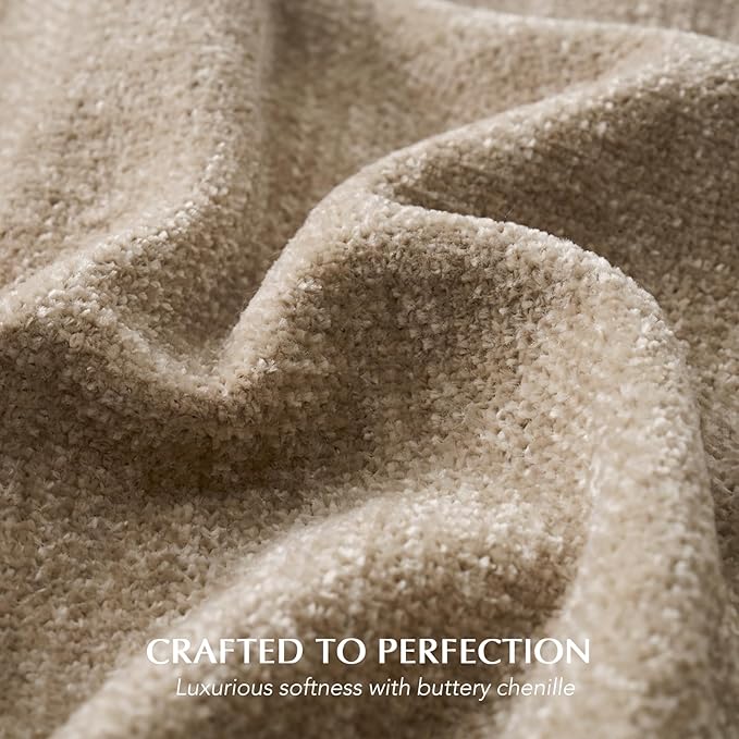 EVERGRACE Soft Chenille Throw Blanket for Couch, Cozy Plush Fuzzy Decorative Chenille Knit Throw Blanket with Tassels, Lightweight Blanket and Throws for Bed Sofa Gift Home Decor, Beige 50"x60"