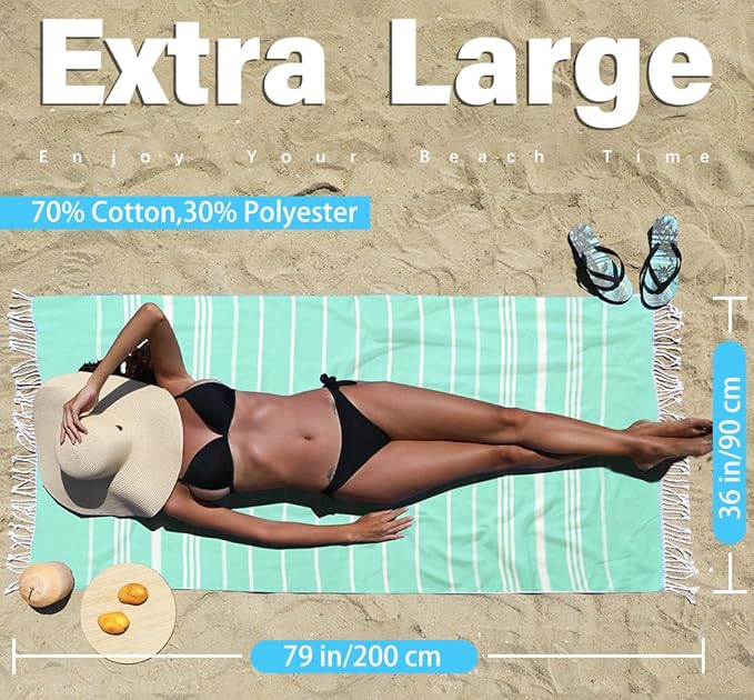 Thin Turkish Beach Towel Lightweight Quick Dry Absorbent Cotton Bathroom Bath Pool Swim Towels Extra Large Oversized Sand Free Beach Accessories Essentials Cloud Gifts for Adult