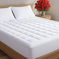 Mattress Pad King Size – Quilted Fitted Mattress Protector – Cotton Pillow Top Cover w/ 8-16" Deep Pockets – Thick, Comfy & Plush – Cooling, Breathable & Noiseless – Machine Washable – 78 x 80 (White)