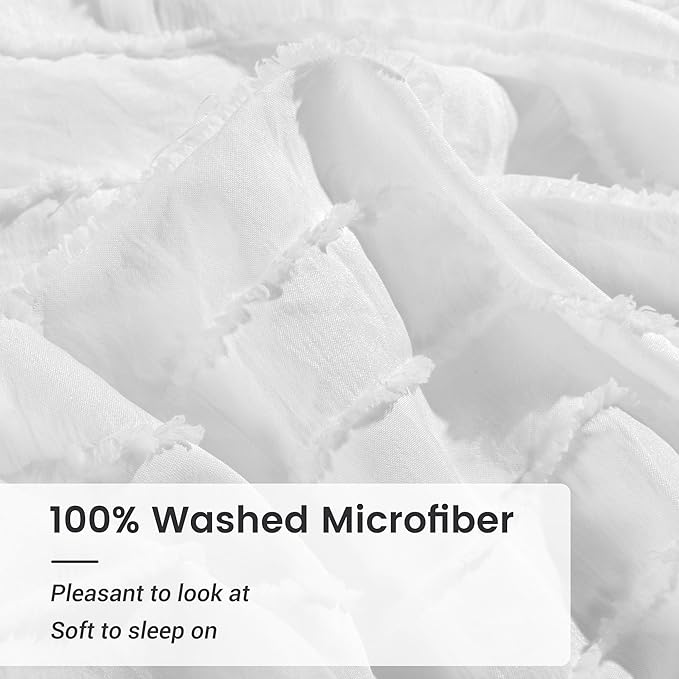 NEXHOME PRO Duvet Cover Full Size, White 3 Pieces Boho Tufted Duvet Cover Set, Soft and Lightweight Microfiber Comforter Cover Set for All Season (White Full, 80 x 90)-No Comforter