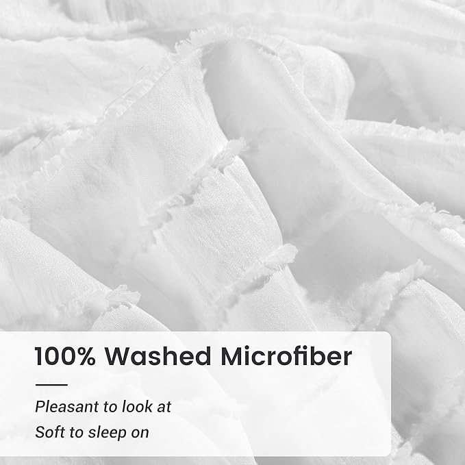 NEXHOME PRO Twin Duvet Cover, White 2 Pieces Boho Tufted Twin Size Duvet Cover Set, Soft and Lightweight Microfiber Comforter Cover Set for All Season (White Twin, 66 x 90)-No Comforter