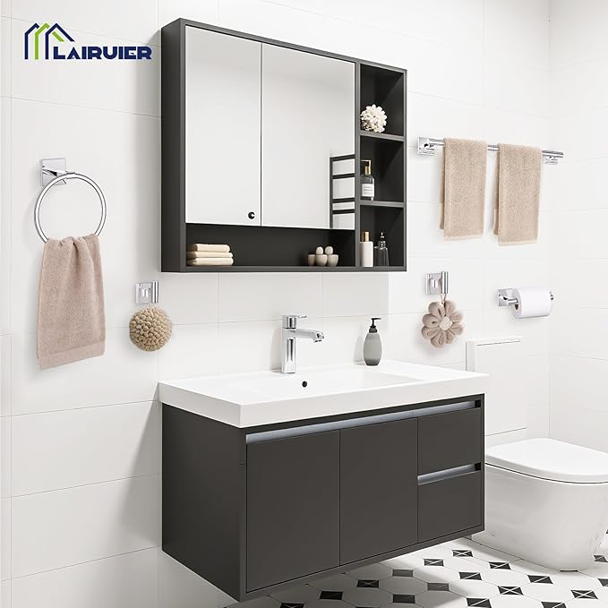 10 Pieces Polished Chrome Towel Bar Set, 23.6 Inch Bathroom Accessories Set SUS304 Stainless Steel Bathroom Hardware Set Towel Racks for Bathroom Wall Mounted.