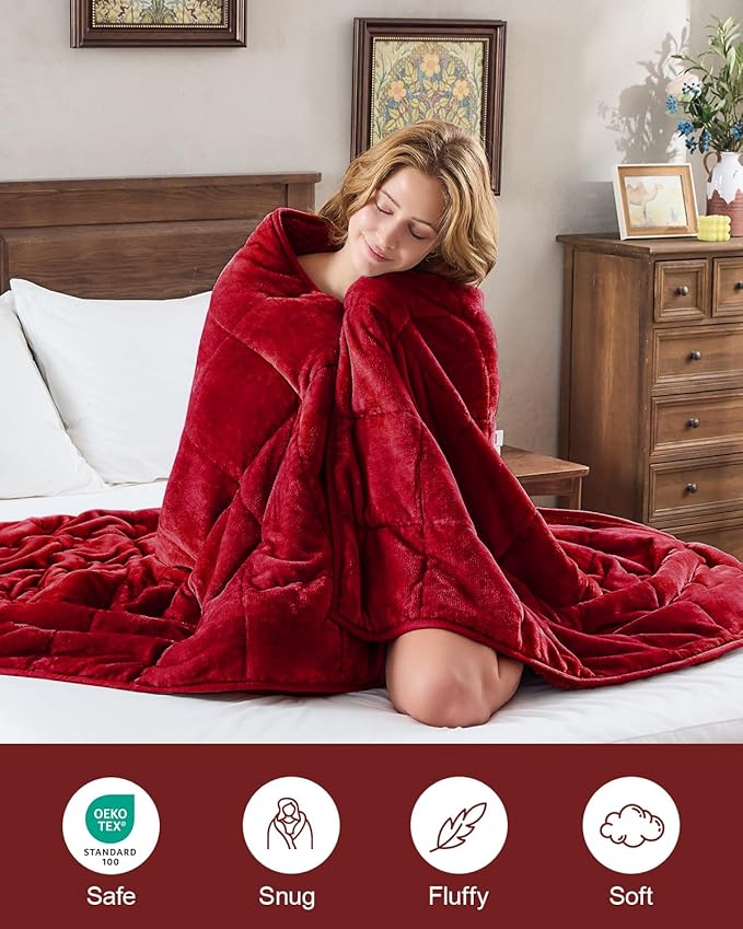Super Fuzzy Soft Sherpa Fleece Weighted Blanket, 15 lbs Dual Sided Fluffy Heavy Weighted Blankets for Adults - No Bunching with Double Layers of Soft Inner Lining (60"x 80", 15 Pounds)