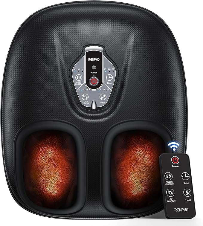 RENPHO Foot Massager Machine with Heat [2026 Upgraded], Shiatsu Foot Massager for Plantar Fasciitis, Christmas Gifts for Women, Cordless Control, FSA Eligible HSA Store Eligible, 2026 New Upgraded, BK
