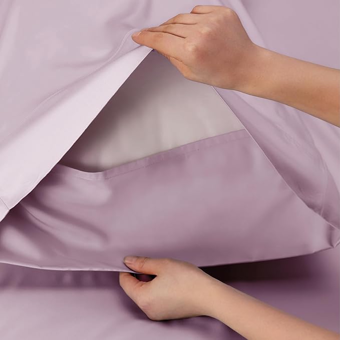 Bedsure Cooling Sheets Twin, Rayon Derived from Bamboo, Breathable & Soft Twin Sheets Set, Deep Pocket Up to 16 Inches, Hotel Luxury Silky Bedding for Hot Sleepers, Lavender