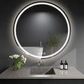 LED Bathroom Mirror 40 Inch Round Bathroom Mirror with Lights, Circle LED Mirror, Wall Mounted Lighted Bathroom with 3 Colors Brightness, Anti-Fog, Dimmable, Shatter-Proof