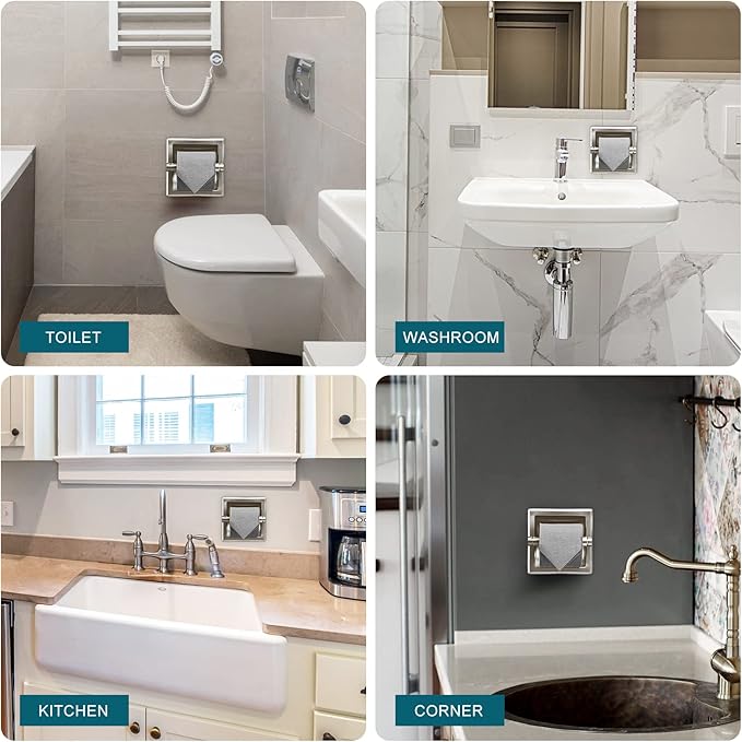 Smack Brushed Nickel Recessed Toilet Paper Holder,Contemporary Hotel Style Wall Toilet Paper Holder - Recessed Toilet Tissue Holder Includes Rear Mounting Bracket