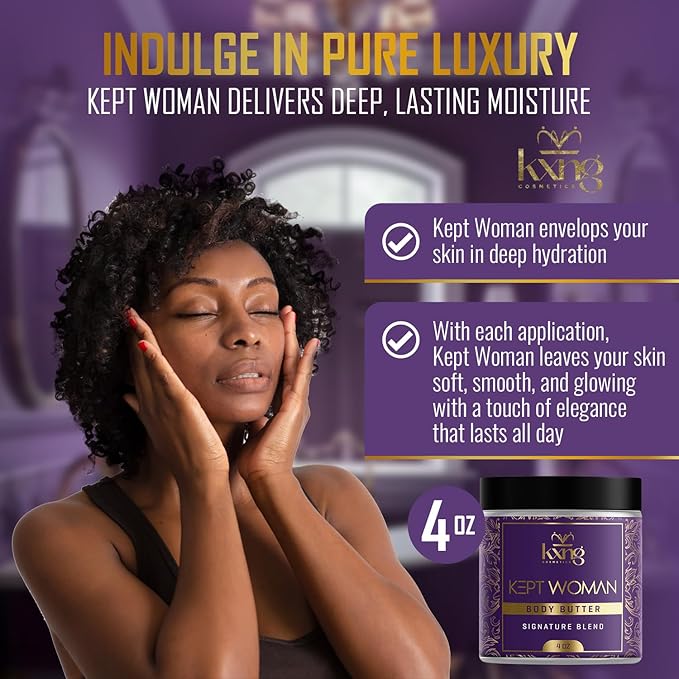 KXNG Cosmetics, Body Butter, Organic Skin Care for Men and Women, Body Moisturizer Lotions and Creams, Raw Shea Butter, Cocoa Butter, Mango, Coconut Oil, Hand, Foot, All Skin Types (Kept Woman)