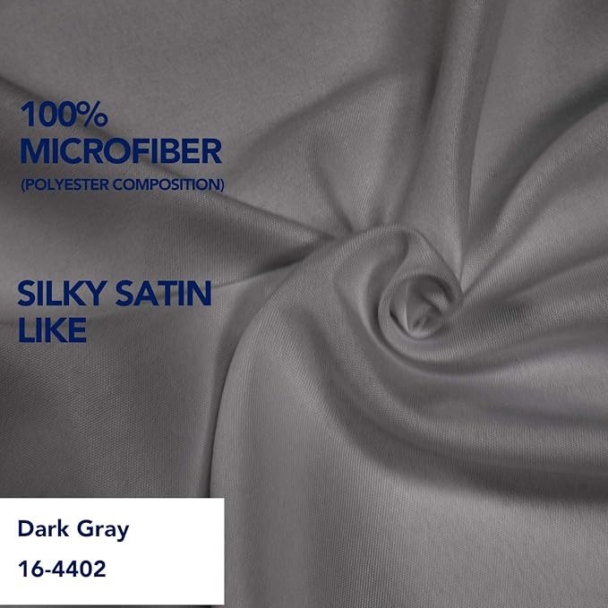 PureFit Wrap Around Ruffled Bed Skirt with Adjustable Elastic Belt - 18 Inch Drop Easy to Put On, Wrinkle Free Bedskirt Dust Ruffles, Bed Frame Cover for Queen, King and C-King Size Beds, Dark Gray