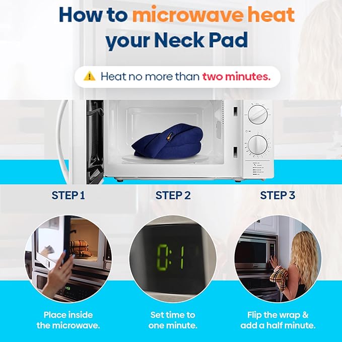 SunnyBay XL Microwave Heating Pad, Microwavable Heated Neck and Shoulder Wrap, Hands-Free Weighted Moist Hot or Cool Pack, Soft Fleece Cover and Flaxseed Filling, 30 Inch Extra-Long Length, Navy
