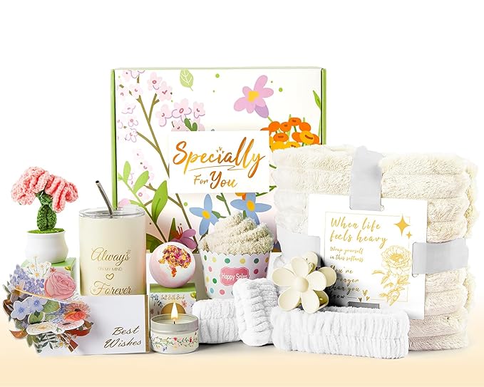 Get Well Gifts for Women, Care Package Happy Birthday Gifts for Women, Relaxing Spa Gift Baskets, Get Well Soon Gift Basket Sympathy Gift Baskets Thank You Gifts for Mom, Wife, Sister, Friends