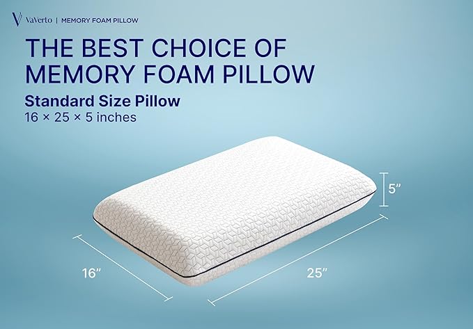Cooling Gel Memory Foam Pillow | 1-Pack | Standard Size Bed Pillows For Sleeping | Medium-Firm | Back, Stomach and Side Sleeper Pillow | Shoulder & Back Pain Relief | Washable , Bamboo Viscose Cover