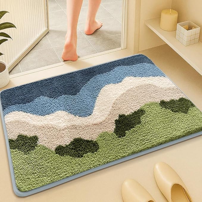 Bath Mat Non-Slip,Super Absorbent Rug & Dirt Trapper, Machine Washable Mat, Soft and Plush mats for Kitchen Bathroom Bedroom LivingRoom Indoor and Outdoor
