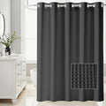 River Dream Extra-Long Waffle Weave Shower Curtain with Snap-in Liner,Cotton Blend Fabric Heavy Duty,No Hooks Needed Shower Curtain for Bathroom,Hotel Quality Shower Curtain Set, Black,71x86 inches