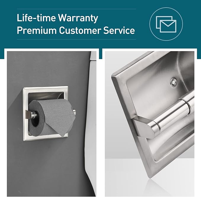 Smack Brushed Nickel Recessed Toilet Paper Holder,Contemporary Hotel Style Wall Toilet Paper Holder - Recessed Toilet Tissue Holder Includes Rear Mounting Bracket