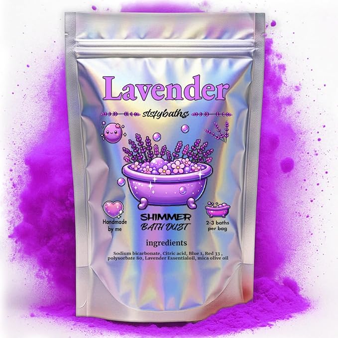 Purple Lavender Shimmer Bath Bomb in A Bag - Handmade Scented Bath Bombs for Women,Kids and Men - Bulk Bathbomb Fizzies Perfect for Boys and Girls All Ages (Small, Purple)