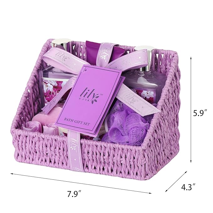 Christmas Gifts for Women - 9 Pcs Lavender Luxury Bath and Body Gift Basket Set Spa Gift Basket Set for Women, Gift Baskets | Perfect Valentine's, Birthday, Mothers Day Gift Set for Mom All Occasion