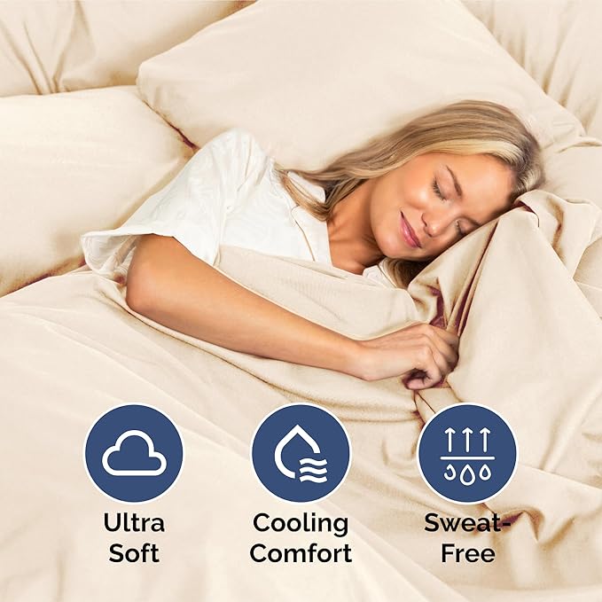 King Size 4 Piece Sheet Set - Extra Soft, Breathable & Cooling Sheets - Hotel Luxury Durable Bed Sheets for Women & Men - Deep Pockets, Easy-Fit & Wrinkle-Free Sheets - Cream Pink Oeko-Tex Bed Sheets