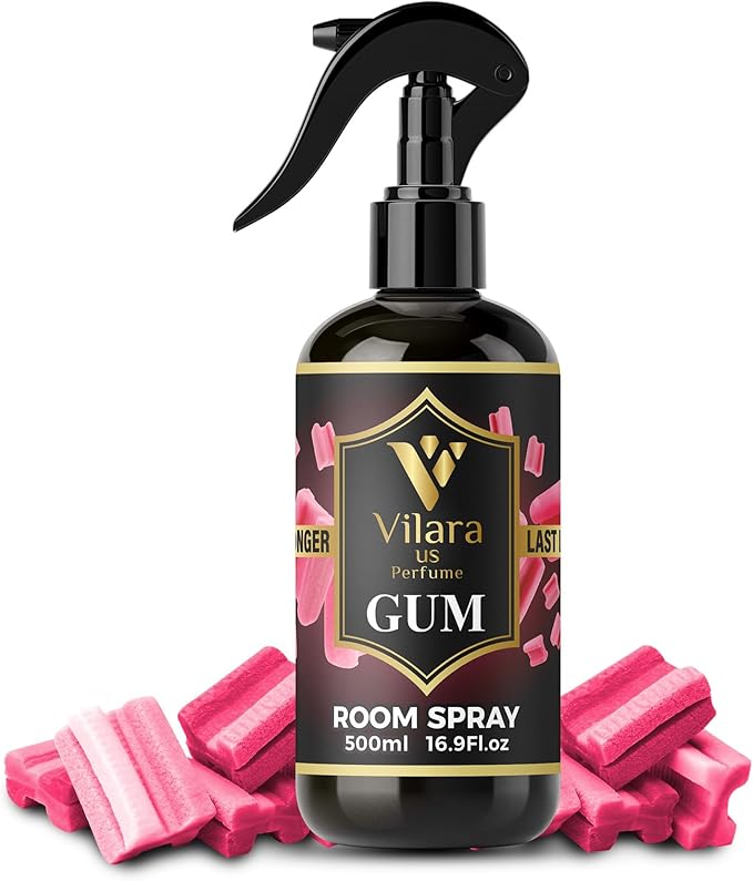 Vilara US Room Spray Freshener – Long-Lasting Luxury Perfume Scent, Linen & Fabric Spray for Bedding, Furniture, Home & Bedroom Aromatherapy – 16.9 fl oz (Gum)