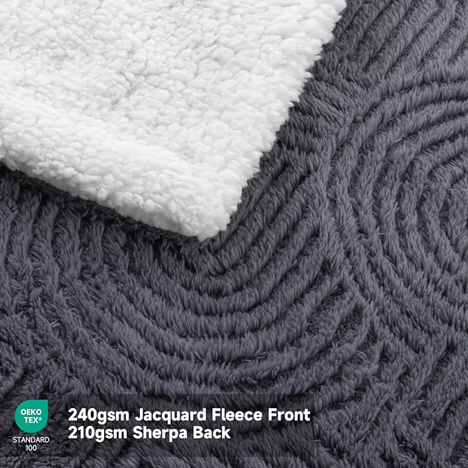 Heated Blanket Queen Size - 84"x90" Cozy Soft Jacquard Heating Blanket with 4 Heat Levels & 10 Hours Auto-Off, Jacquard Fleece, Overheating Protection, Warm Gifts, Grey