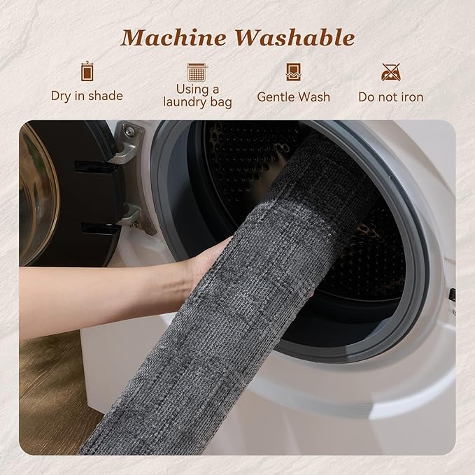 AMOAMI Bath Mat Non Slip Super Absorbent Quick Dry Bath Mats for Bathroom Floor Rubber Backing Washable Bathroom Rugs Modern Woven Jacquard Mat, Beside Tub Bath Rugs, 17" x 24", Darkgrey