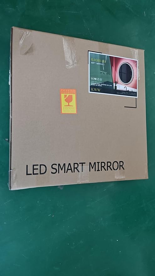 KWW 24 Inch Large Modern LED Round Bathroom Vanity Mirror, Color Temperature Adjustable, Anti-Fog Dimmable Lights, Easy to Install, Wall Mounted Makeup Mirror with Smart Touch Button