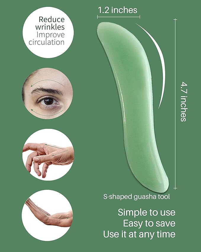 MoHern Gua Sha Massage Tools, 4 Pcs Gua Sha Tools of Multi-Shapes, Guasha Scraping Massage Tools for Face and Body (Light Green)