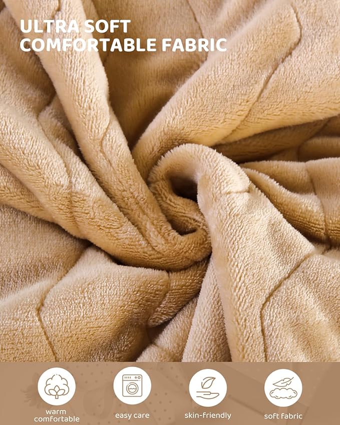 Electric Heated Blanket Full Size, Super Soft Cozy Upgraded Flannel Heating Blanket with 9 Heating Levels & 1-9 Hours Auto Off, Fast Heating & Overheat Protection, 72" x 84", Brown