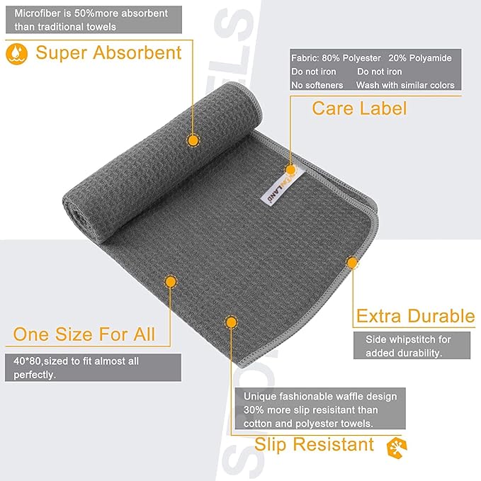 SUNLAND Microfiber Sports Workout Towels Fast Drying Fitness Sweat Towels for Men & Women Lightweight Multi-Purpose Gym Exercise Towel