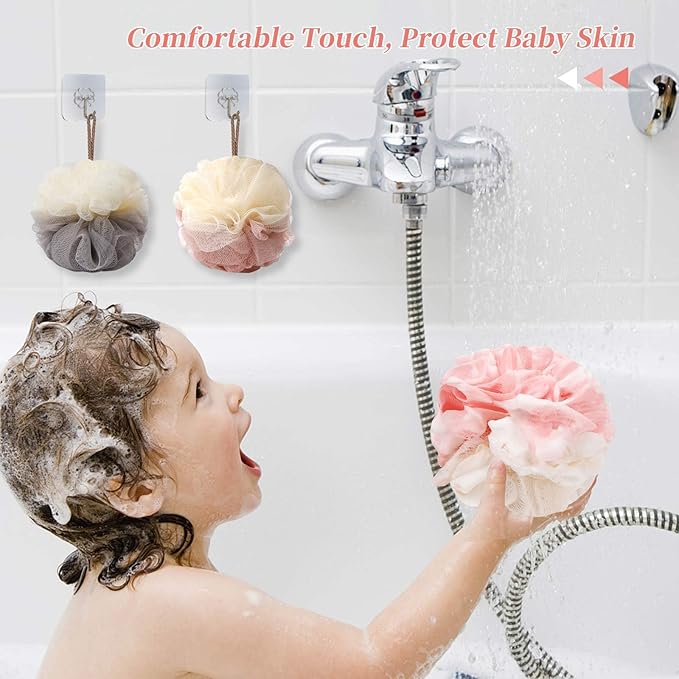 Bath Loofah Sponge Back Scrubber Shower Sponge Soft Mesh Exfoliator Pouf Shower Ball Bath Sponges for Women and Men Bath Accessories