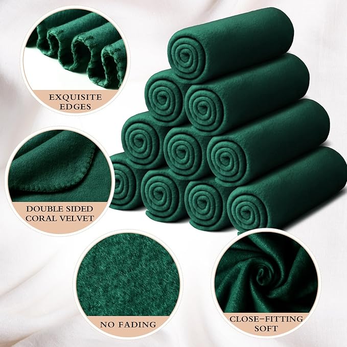 Kinlop Fleece Blanket Bulk 60 x 50 Inch Soft Lightweight Fleece Cozy Blanket Warm Throw Plush Pet Throw for Bed Couch Sofa Home Office Wedding Gifts Travel Camping(Turquoise Green,40 Packs)