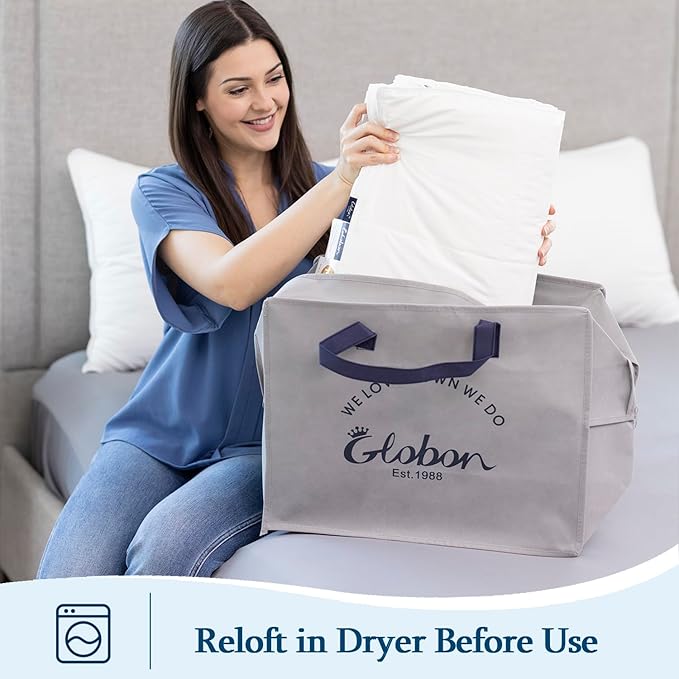 Globon Down Blanket California King Size, Extra Lightweight Summer Comforter/Duvet Insert for Hot Sleepers,Noiseless & Extra Soft, 13 Ounce Fill Weight, White