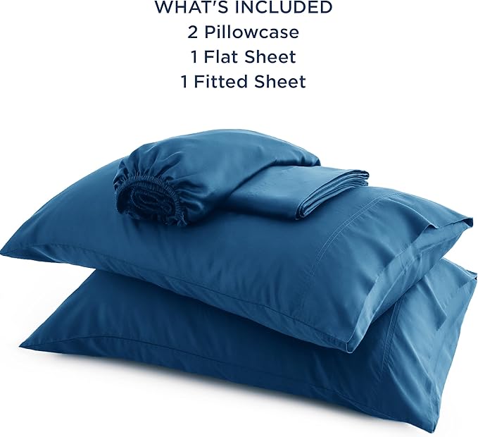 Bedsure Full Size Bed Sheets, Cooling Sheets, Rayon Derived from Bamboo, Breathable & Soft, Deep Pocket Up to 16 Inches, Hotel Luxury Silky Bedding for Hot Sleepers, Peacock Blue