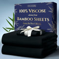 DECOLURE 100% Viscose Derived from Bamboo Sheets Twin Size 3pcs - Ultra Soft & Luxuriously Cooling, 17" Deep Pocket, Double Stitching, Perfect for Hot Sleepers - Twin Bed Sheets (Black)