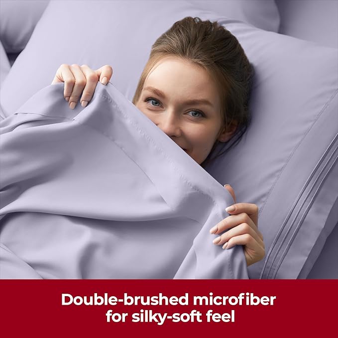 Mellanni Extra Deep Queen Sheets - 4 PC Iconic Collection Bedding - Hotel Luxury, Ultra Soft, Cooling Bed Sheets - Wrinkle, Fade, Stain Resistant (Queen, Lavender)