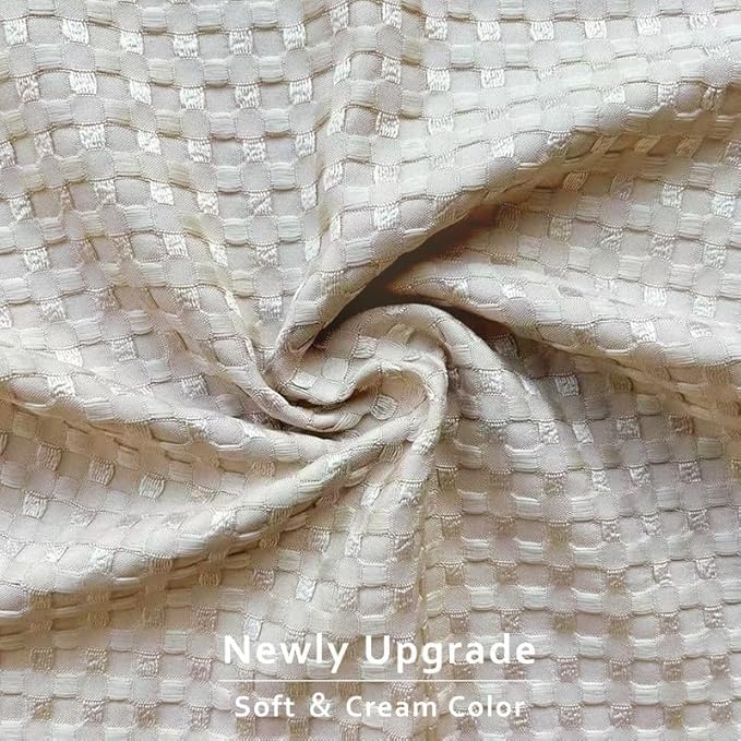 MIYE Pleated Waffle Weave Bed Skirt, Tailored Dust Ruffle 14 Inch Drop Easy Fit, Machine Washable,No Split Corners (Beige,Cal King - 14" Drop)