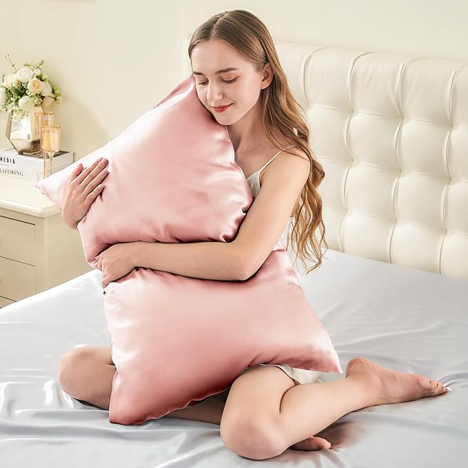 INFIIXSO Mulberry Silk Pillowcase for Hair and Skin, Silk Pillow Cases King Size with Hidden Zipper 20"x40", Extraordinary Smooth and Soft Cooling Pillow Cases for Hot Sleepers(Rose Pink, 1 Pack)