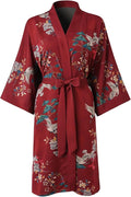 Ledamon Women's Kimono Short Robe for Women - Pocket Floral Bathrobe Nightgown