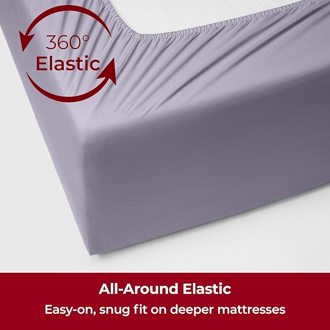 Mellanni Extra Deep Queen Sheets - 4 PC Iconic Collection Bedding - Hotel Luxury, Ultra Soft, Cooling Bed Sheets - Wrinkle, Fade, Stain Resistant (Queen, Lavender)