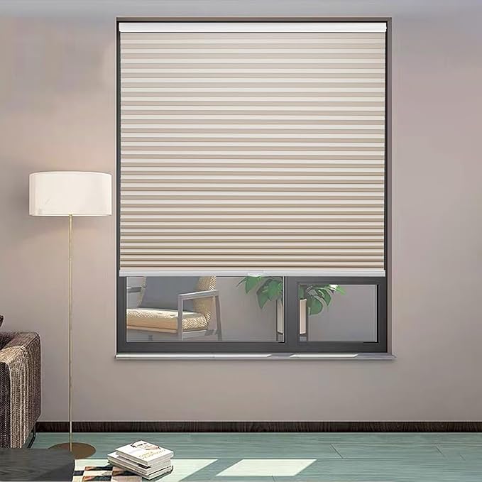 MYshade 1.5-Inch Cellular Cordless Blackout Shades,Thermal Insulating Noise Reducing Waterproof Blinds,Honeycomb Window Treatments for Indoor Light Control (Beige-33.5" W x 72" H)