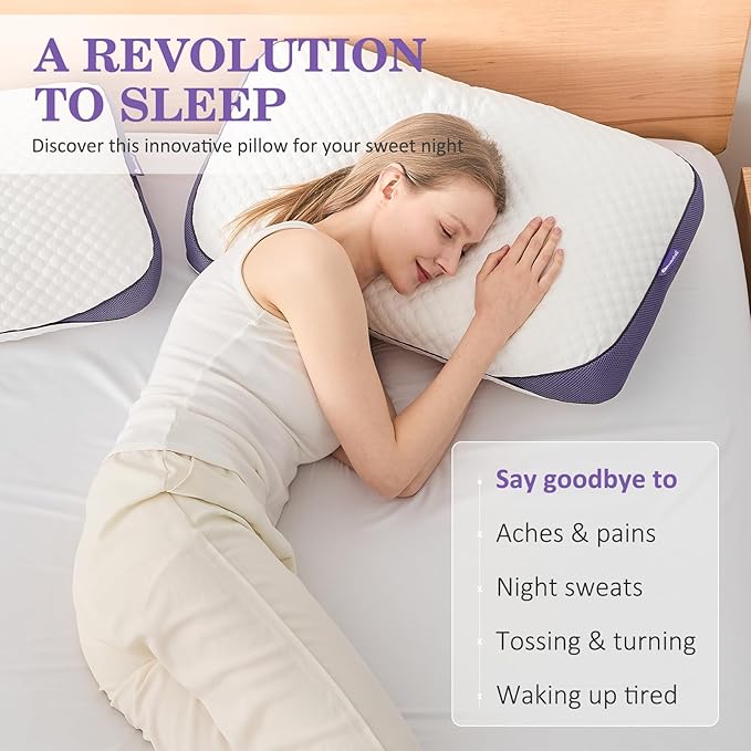 HOMELAB Adjustable Shredded Memory Foam Pillow King Size, Cooling Bed Pillow for Sleeping with Removable Cover, Medium Pillow for Side Stomach & Back Sleepers, 1 Pack 20"x34"